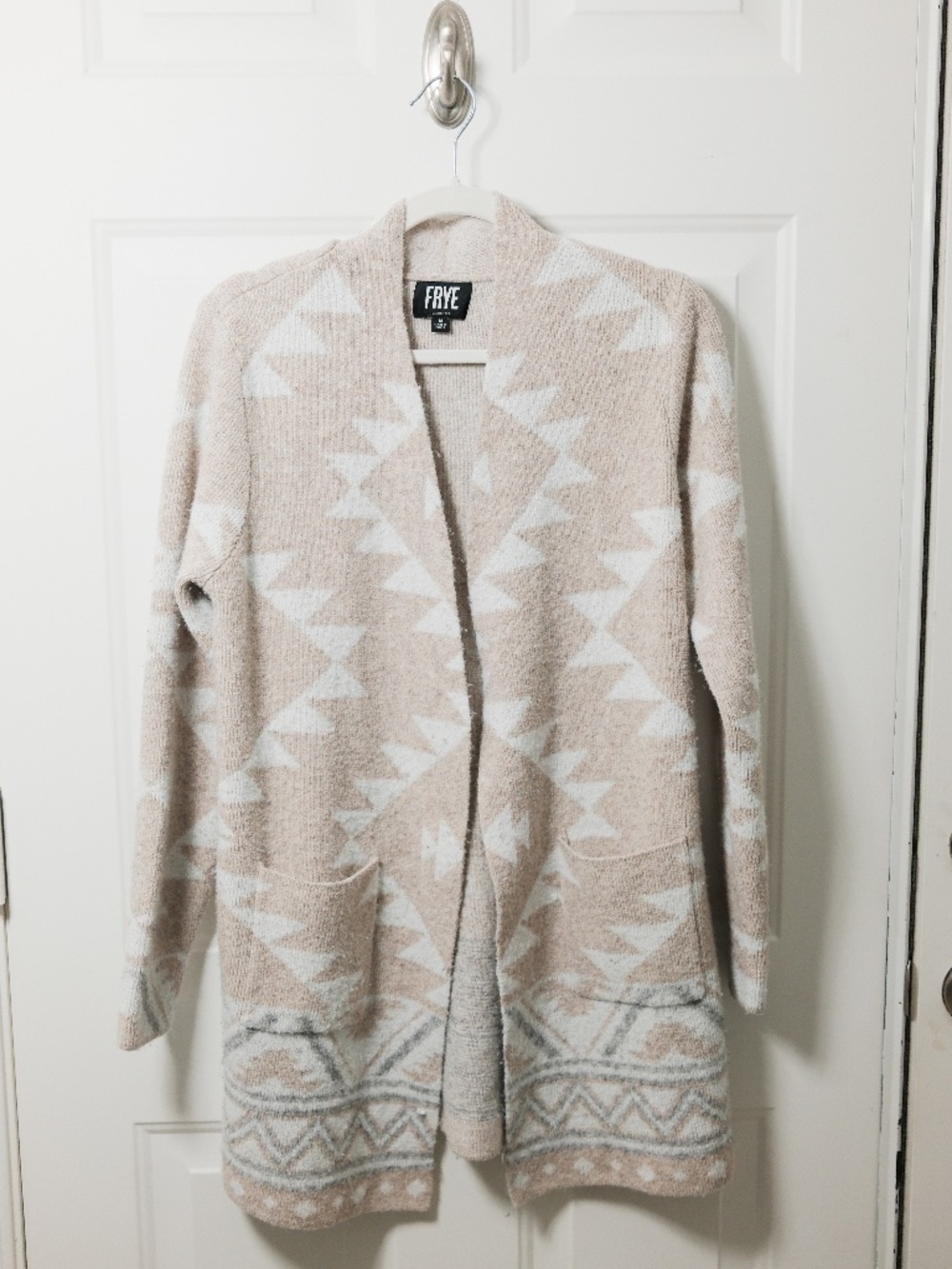 Frye Womens Cardigan Sweater Open Front Aztec Geometric Size M